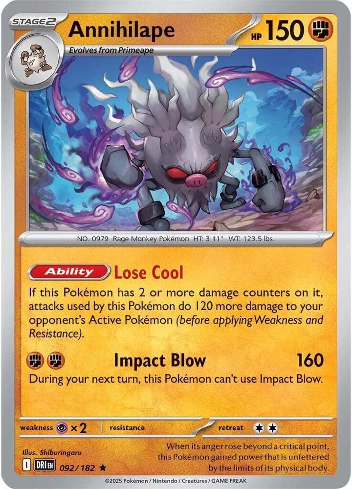Annihilape 092/182 - Destined Rivals Pokémon TCG card