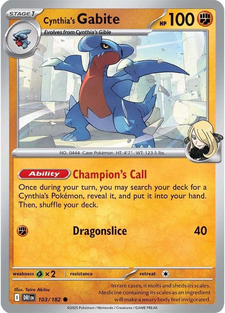 Cynthia's Gabite 103/182 - Destined Rivals Pokémon TCG card