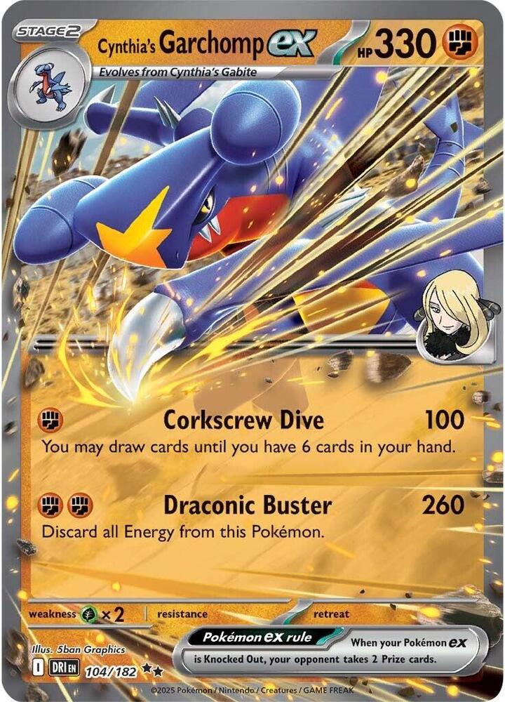 Cynthia's Garchomp ex 104/182 - Destined Rivals Pokémon TCG card