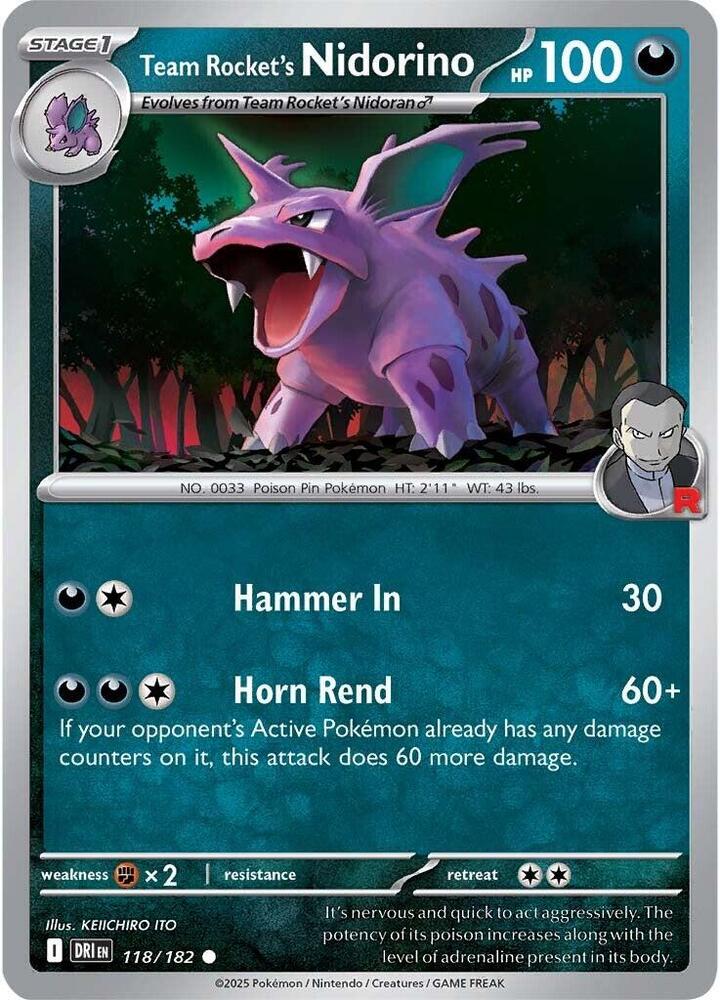 Team Rocket's Nidorino 118/182 - Destined Rivals Pokémon TCG card