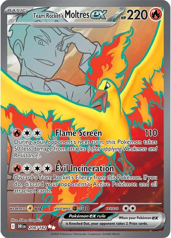 Team Rocket's Moltres ex 208/182 - Destined Rivals Pokémon TCG card