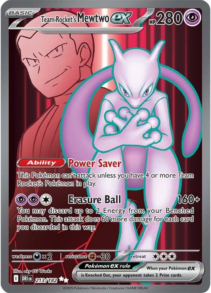 Team Rocket's Mewtwo ex 213/182 - Destined Rivals Pokémon TCG card