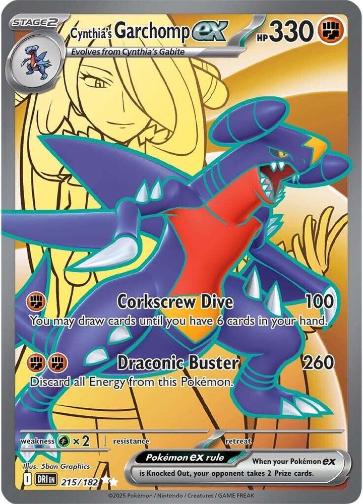 Cynthia's Garchomp ex 215/182 - Destined Rivals Pokémon TCG card