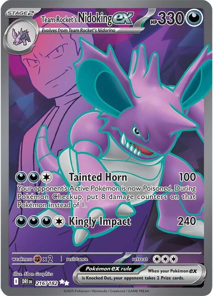 Team Rocket's Nidoking ex 216/182 - Destined Rivals Pokémon TCG card