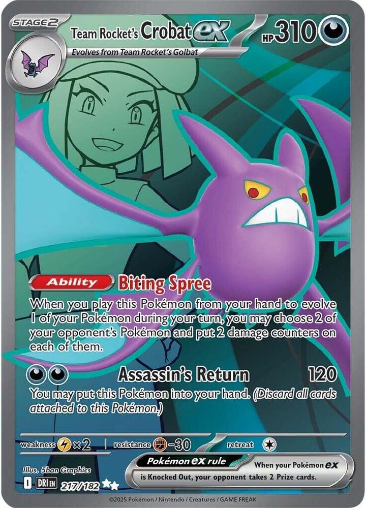 Team Rocket's Crobat ex 217/182 - Destined Rivals Pokémon TCG card