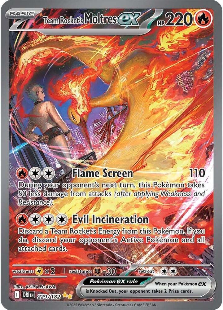 Team Rocket's Moltres ex 229/182 - Destined Rivals Pokémon TCG card