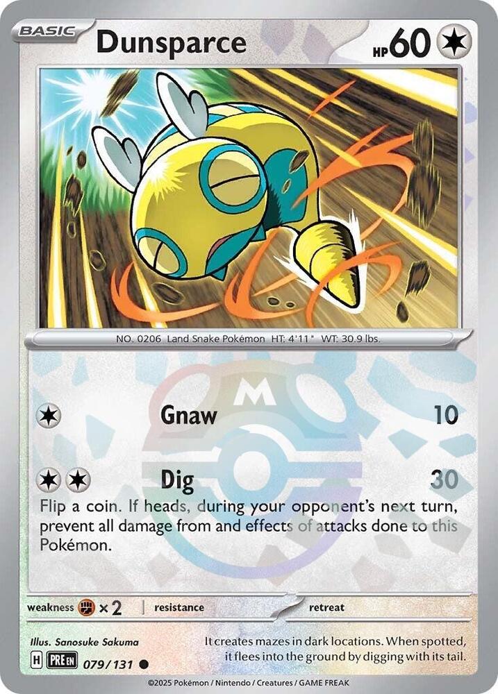 Dunsparce 079/131 - Master Ball Reverse Holo - Pokemon TCG Prismatic Evolutions card