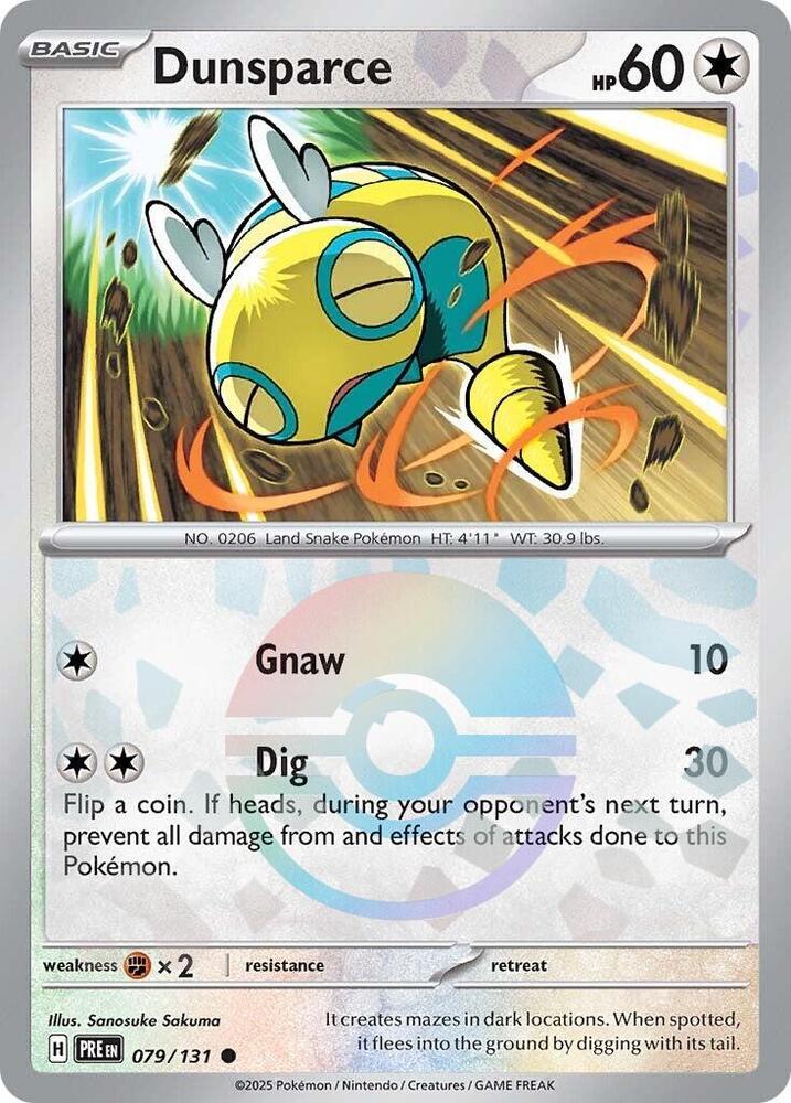 Dunsparce 079/131 - Poké Ball Reverse Holo - Pokemon TCG Prismatic Evolutions card
