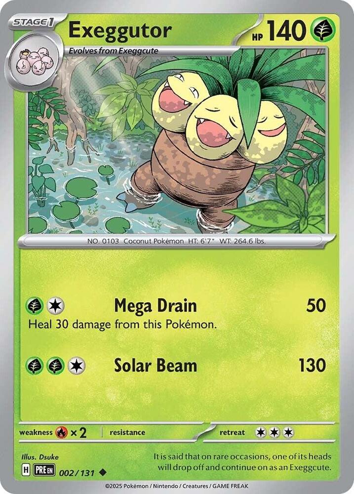 Exeggutor 002/131 - Standard card artwork - Pokemon TCG Prismatic Evolutions card