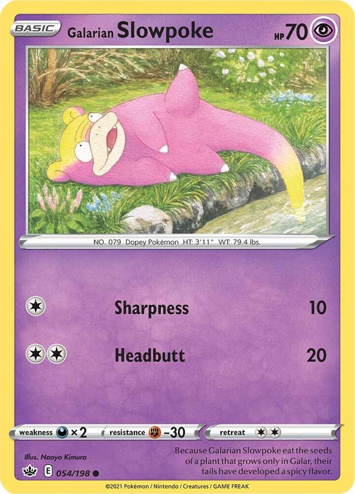 Galarian Slowpoke 054 - Pokemon TCG Chilling Reign card