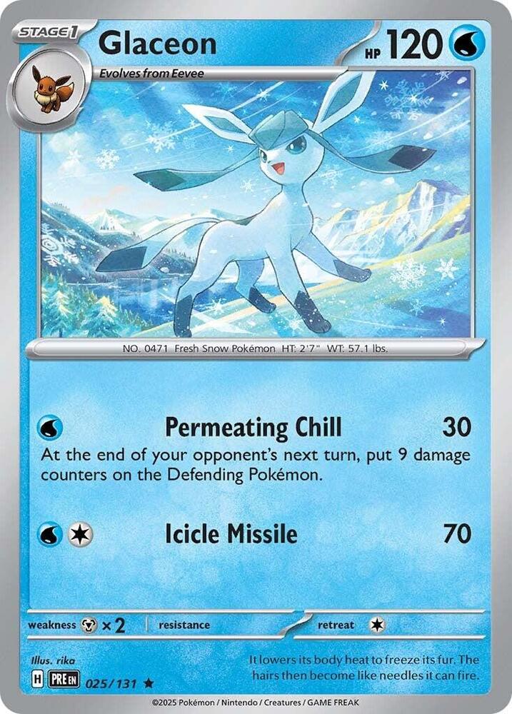Glaceon 025/131 - Standard card artwork - Pokemon TCG Prismatic Evolutions card