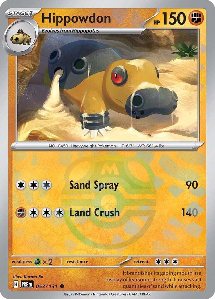 Hippowdon 053/131 - Master Ball Reverse Holo - Pokemon TCG Prismatic Evolutions card