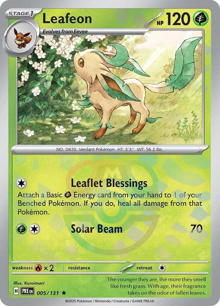 Leafeon 005/131 - Master Ball Reverse Holo - Pokemon TCG Prismatic Evolutions card