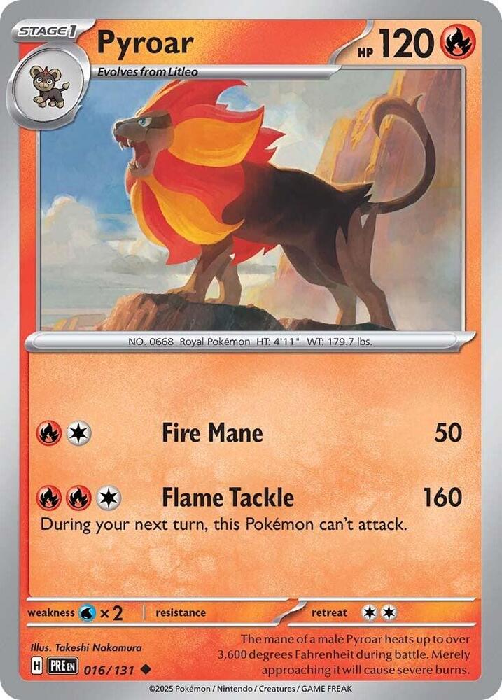 Pyroar 016/131 - Standard card artwork - Pokemon TCG Prismatic Evolutions card
