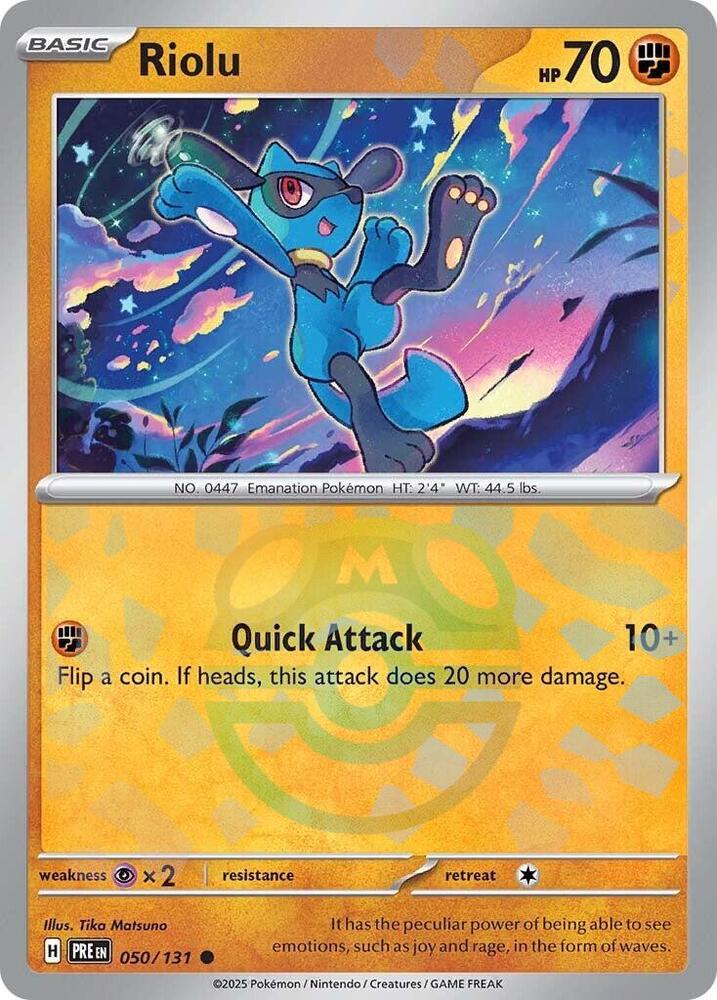 Riolu 050/131 - Master Ball Reverse Holo - Pokemon TCG Prismatic Evolutions card