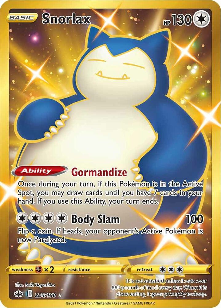 Snorlax (Secret) 224 - Pokemon TCG Chilling Reign card