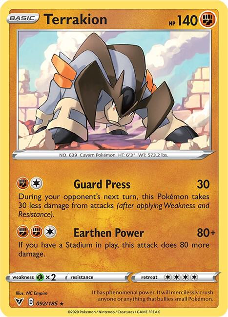 Terrakion 092/185 - Pokemon TCG Vivid Voltage card