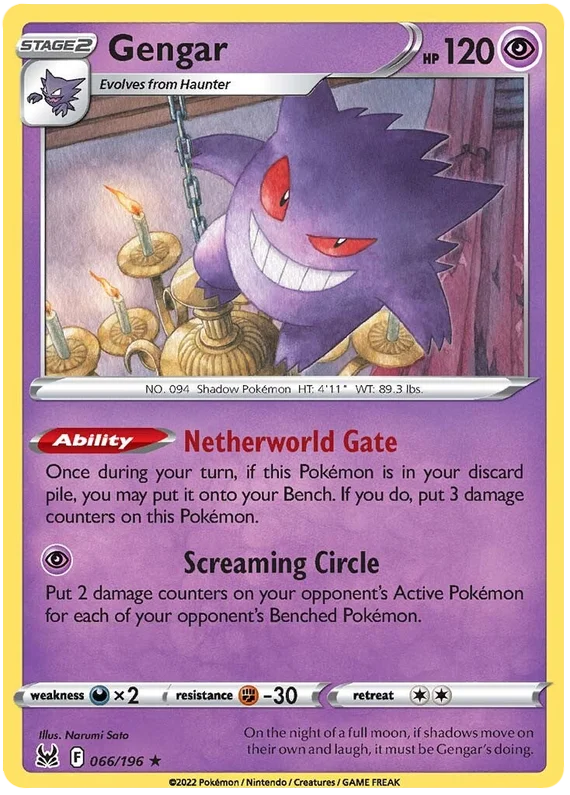 Gengar Lost Origin Pokemon Single Card 066/196