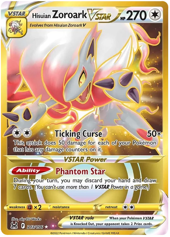 Hisuian Zoroark VSTAR (Secret) Lost Origin Pokemon Single Card 213/196