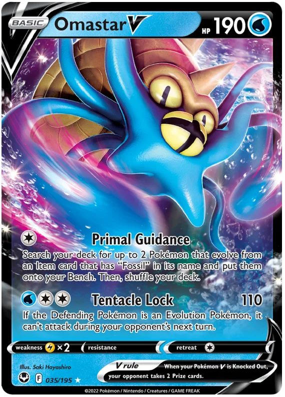 Omastar V Silver Tempest Pokemon Single 035/195