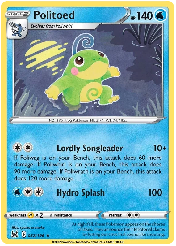 Politoed Lost Origin Pokemon Single Card 032/196