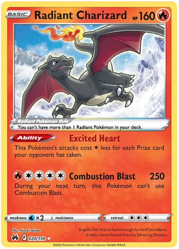 Radiant Charizard Crown Zenith Pokemon Card Single