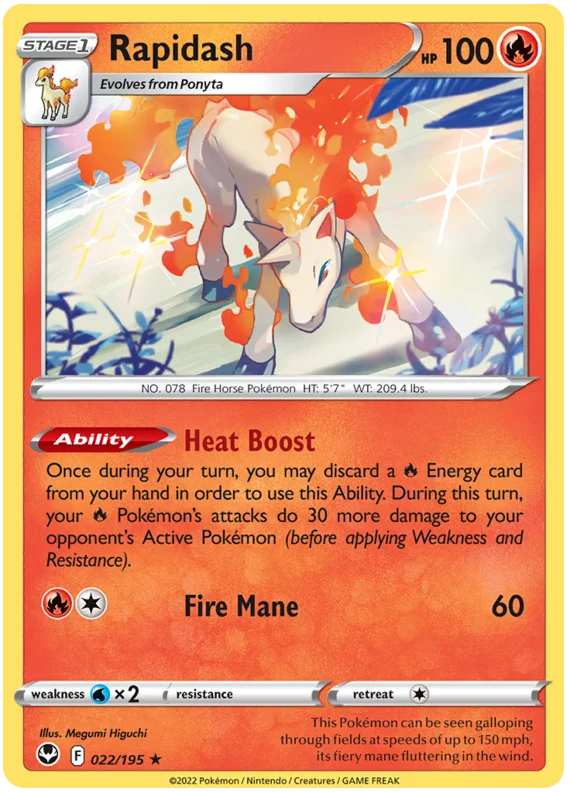 Rapidash Silver Tempest Pokemon Single 022/195