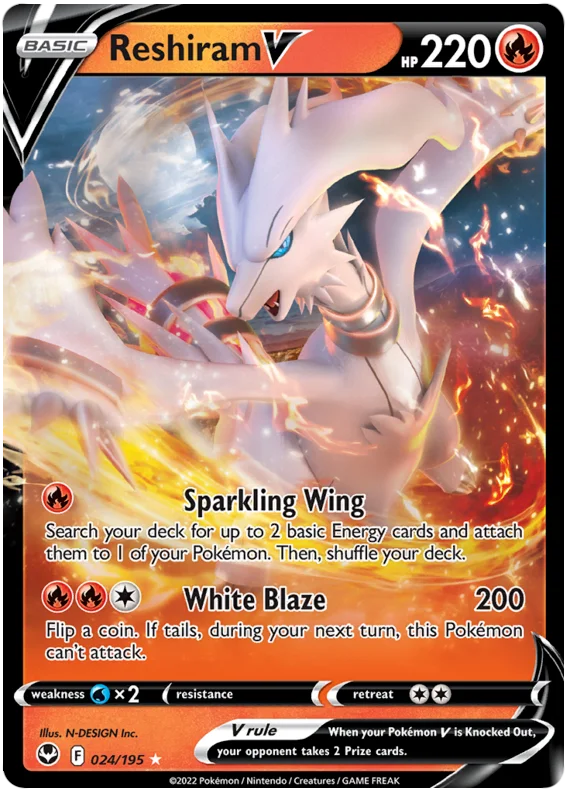 Reshiram V Silver Tempest Pokemon Single 024/195