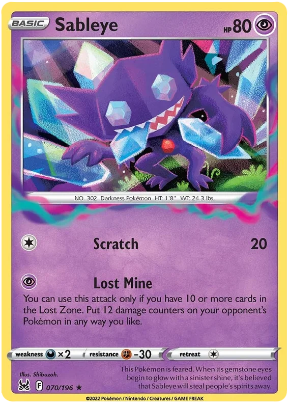 Sableye Lost Origin Pokemon Single Card 070/196