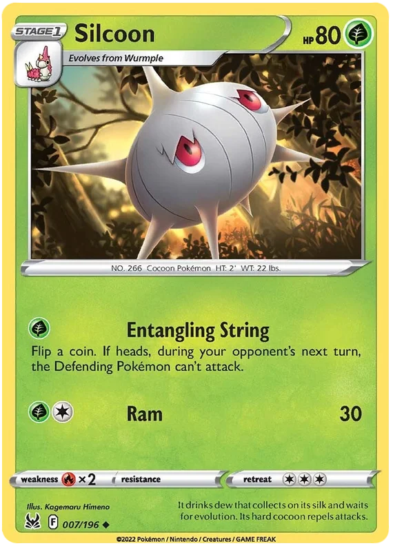 Silcoon Lost Origin Pokemon Single Card 007/196