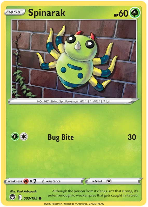 Spinarak Silver Tempest Pokemon Single 003/195