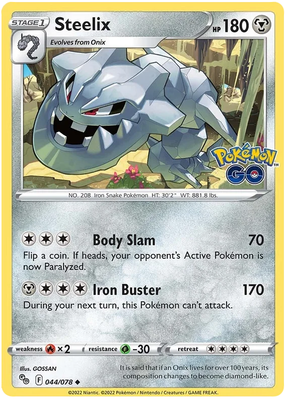 Steelix Pokemon GO Card Singles 044/078