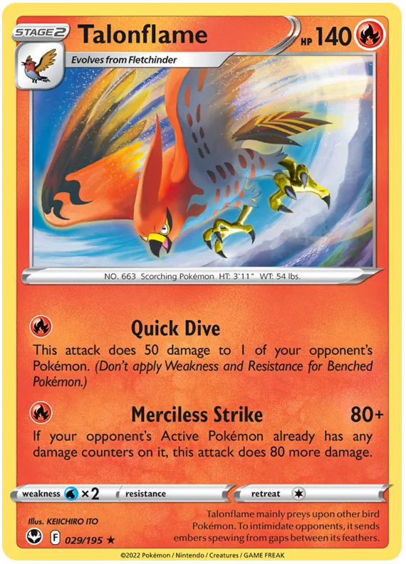 Talonflame Silver Tempest Pokemon Single 029/195