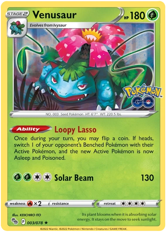 Venusaur Pokemon GO Card Singles 003/078