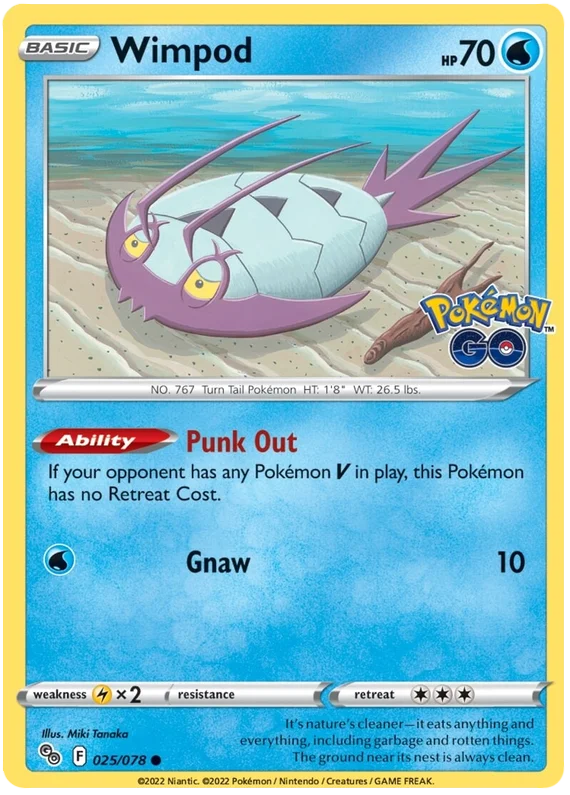 Wimpod Pokemon GO Card Singles 025/078