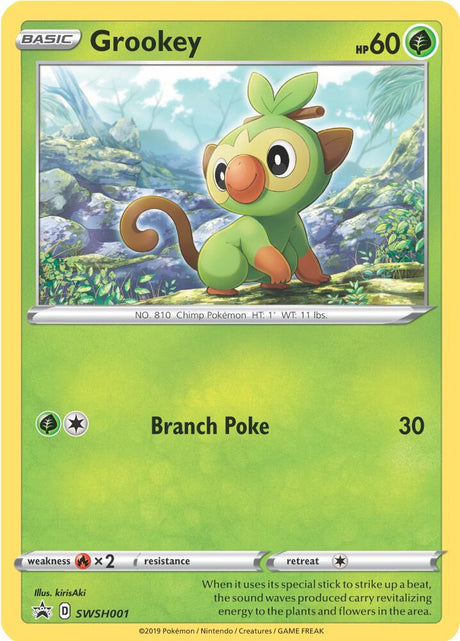 Grookey SWSH001, Sword & Shield Promos, Holo, English Pokémon TCG card