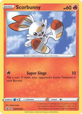 Scorbunny SWSH002, Sword & Shield Promos, Holo, English Pokémon TCG card