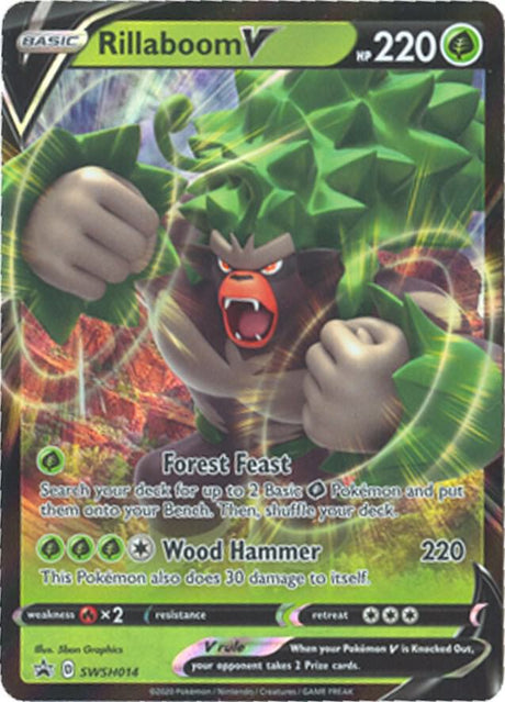 Rillaboom V SWSH014, Sword & Shield Promos, Holo, English Pokémon TCG card