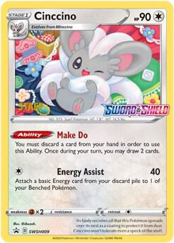 Cinccino (Prerelease) [Staff] SWSH009, Sword & Shield Promos, Holo, English Pokémon TCG card