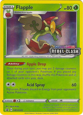 Flapple (Prerelease) SWSH022, Sword & Shield Promos, Holo, English Pokémon TCG card