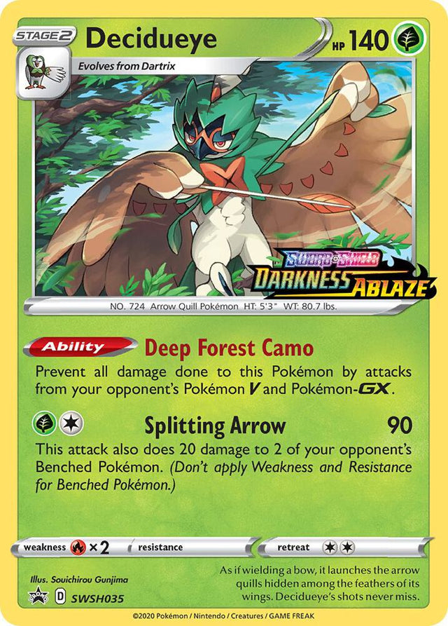 Decidueye (Prerelease) SWSH035, Sword & Shield Promos, Holo, English Pokémon TCG card