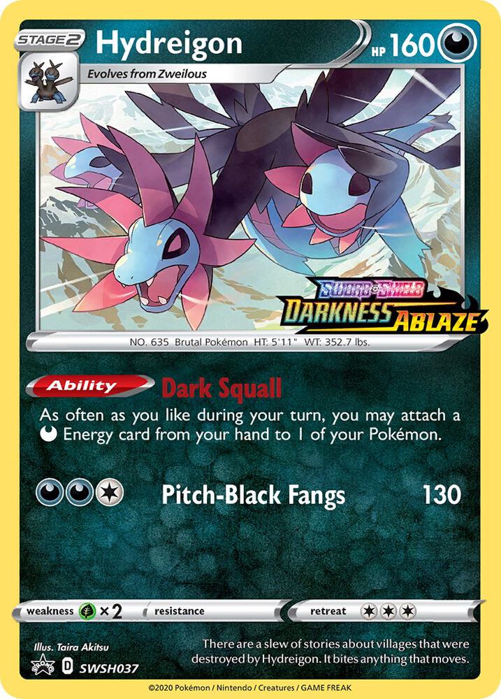 Hydreigon (Prerelease) SWSH037, Sword & Shield Promos, Holo, English Pokémon TCG card