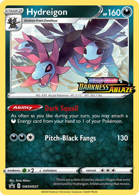 Hydreigon (Prerelease) SWSH037, Sword & Shield Promos, Holo, English Pokémon TCG card
