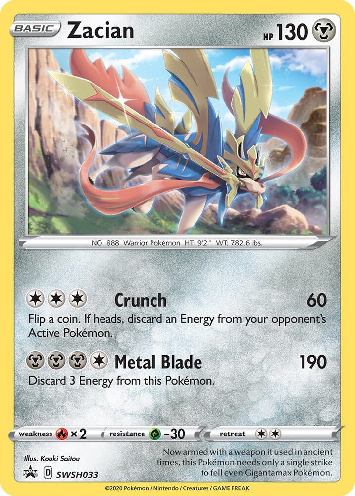 Zacian SWSH033, Sword & Shield Promos, Holo, English Pokémon TCG card