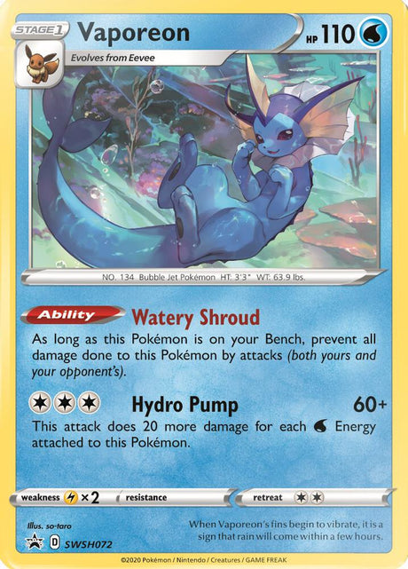 Vaporeon SWSH072, Sword & Shield Promos, Holo, English Pokémon TCG card
