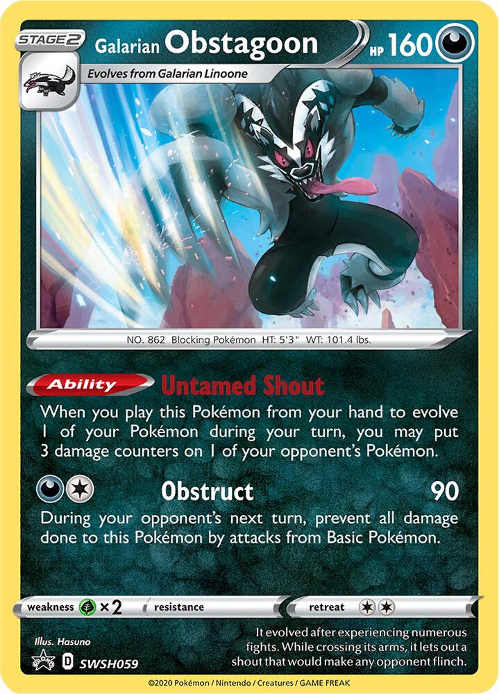 Galarian Obstagoon SWSH059, Sword & Shield Promos, Holo, English Pokémon TCG card