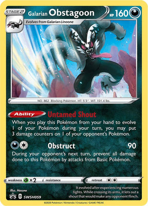 Galarian Obstagoon SWSH059, Sword & Shield Promos, Holo, English Pokémon TCG card
