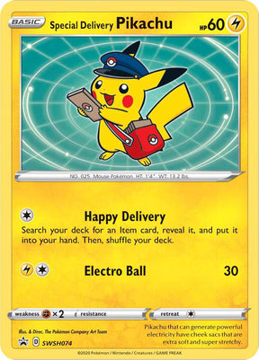 Special Delivery Pikachu SWSH074, Sword & Shield Promos, Holo, English Pokémon TCG card
