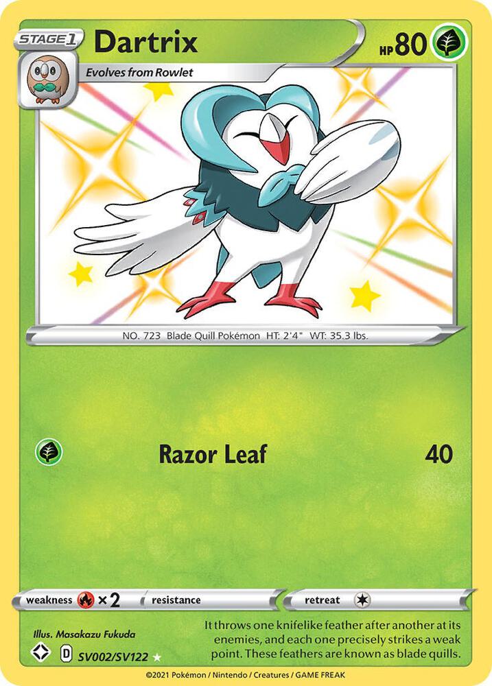 Dartrix SV002/SV122 - Pokemon TCG Shining Fates: Shiny Vault card
