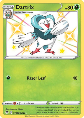 Dartrix SV002/SV122 - Pokemon TCG Shining Fates: Shiny Vault card